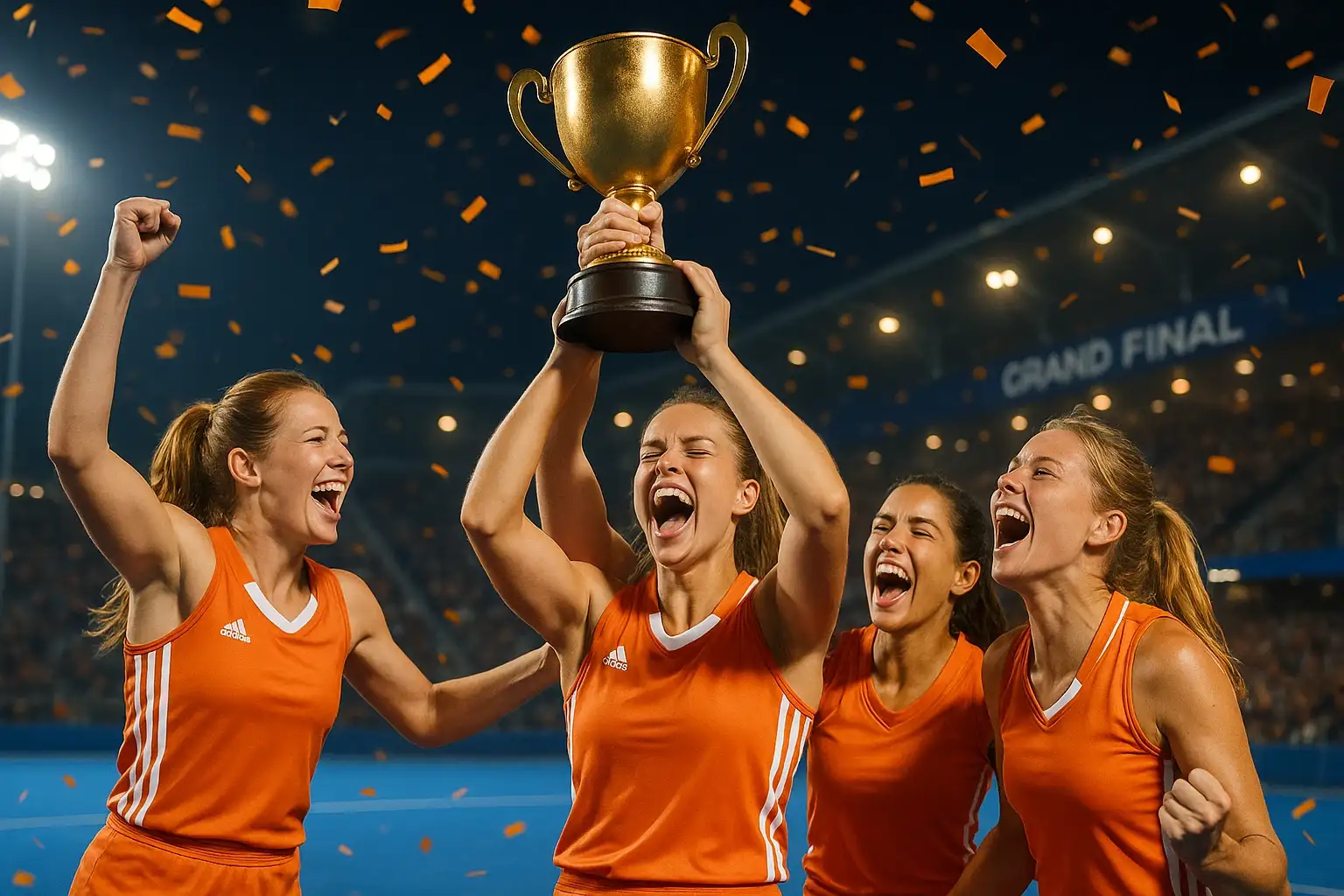 FIH Pro League Grand Final kampioenschap met trophy en winnend team