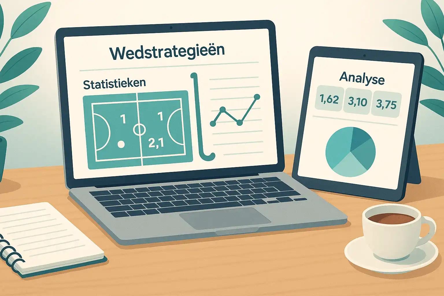 Strategische analyse van hockey wedstrijden met statistieken en wedkansen op scherm